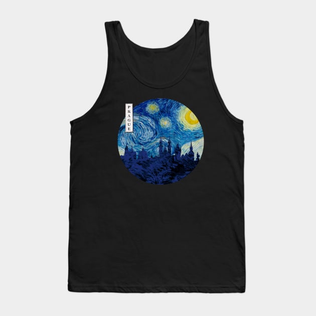 Prague Van Gogh Starry Night Circle Tank Top by Ferrazi